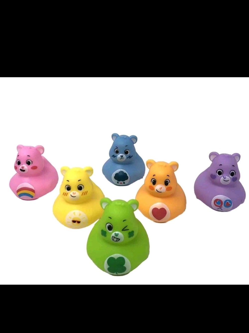 6 Care Bears Rubber  ducks Like New Not Played With standing at 2 inche Each